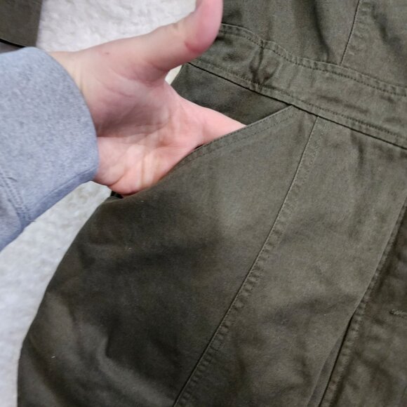 Steve Madden Jacket Coat Sm Army Green Zip Button Chore Sherpa Collar Pockets - Picture 8 of 13